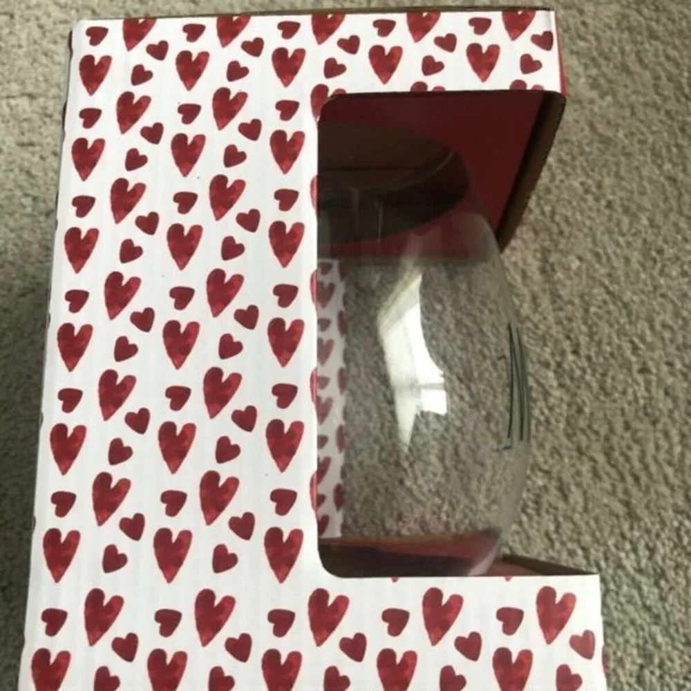 Rae Dunn 30 oz Clear Wine Glass Be Mine Valentines‎ Day NEW